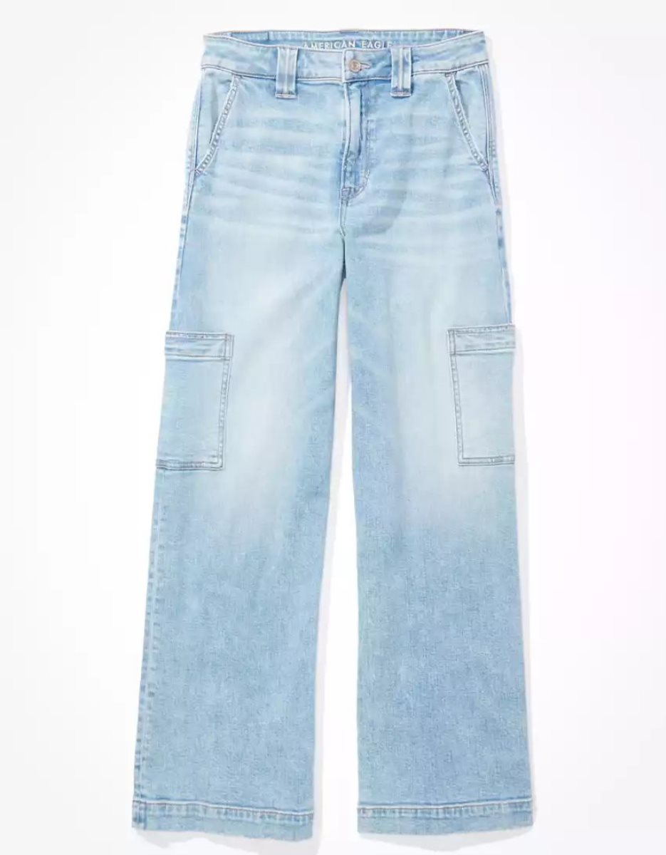 Jean American Eagle AE Dreamy Drape Stretch Super High-Waisted Cargo Baggy Larges-Leg Multicolore Femme | CBD-81726329